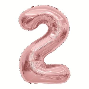 Imagem de 1 balão numérico metálico rosa de 81 cm - folha de alumínio reutilizável, celebrações de aniversário e aniversário, decoração de festa festiva essencial, balões temáticos, balões decorativos