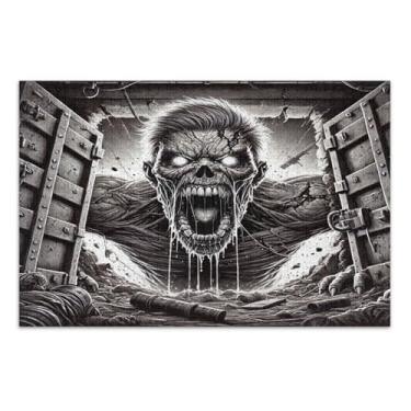 Imagem de Quebra-cabeças pretos de caveira gritando 1000 peças, quebra-cabeças difíceis para adultos com letras nas costas