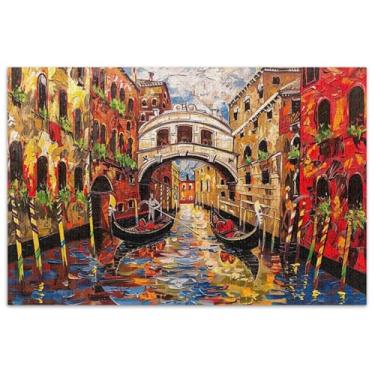 Imagem de Quebra-cabeças de pintura de Veneza para construção de canais, 1000 peças para adultos, família, elefante, branco, presentes, paisagem, quebra-cabeças, jogos de arte, brinquedo