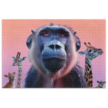 Imagem de Quebra-cabeça de babuíno de animais selvagens para adultos, 1000 peças, presentes legais para adultos, brinquedo de arte