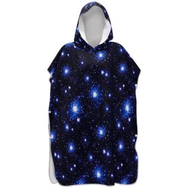 Imagem de Joisal Blue Black Stars Clouds Surf Poncho Trocador Roupão para Adultos Vestível Homens Mulheres Poncho com Capuz Praia Banho Toalhas com Capuz