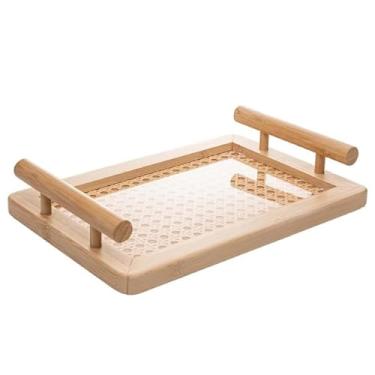 Imagem de Bandeja de bambu com fundo de palha indiana e base acrílica G 39x27