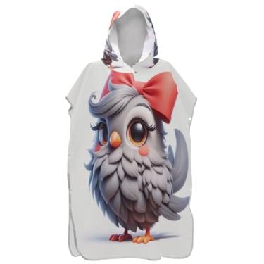 Imagem de Joisal Lindo poncho de surfe de pássaro de desenho animado para adulto roupão com capuz toalha de banho bonito vestível masculino feminino poncho com capuz