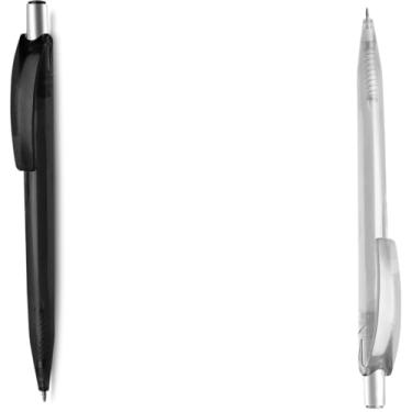 Imagem de Caneta Esferográfica Executiva, Metal Preto Fosco, Retrátil, Escrita Azul, Grip Metálico, Corpo Cilíndrico, 0.7mm, para Escrita Geral, 14cm design (Preto e Transparente)