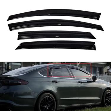 Imagem de AceRide Viseiras de janela para Ford Fusion 2013-2020, protetores de chuva, defletor de janela, fita adesiva, estilo Mugen, 4 peças