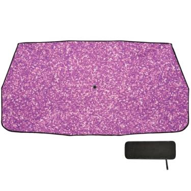 Imagem de Toldo de carro dobrável com glitter roxo Pixels guarda-chuva de para-brisa cobertura completa pára-brisa retrátil 147.3 cm x 75.4 cm
