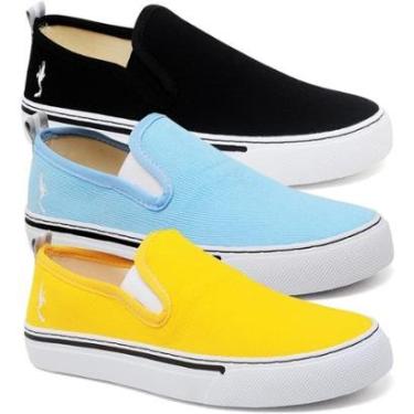 Imagem de Kit Sapatênis Feminino Sem Cadarço Slip On Polo Blu Leve Calce Fácil + Azul + Amarelo-Feminino