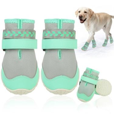 Imagem de SCENEREAL Sapatos de cachorro para pavimento quente para cães médios e grandes, botas respiráveis de malha para caminhadas de verão, botas refletivas para animais de estimação e protetores de patas