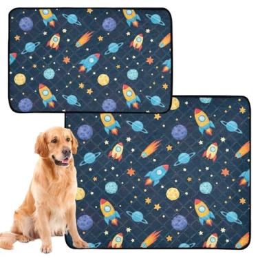 Imagem de Tapete colorido para animais de estimação, foguetes, estrelas, para gatos, lavável para cães, à prova de vazamento, pequeno x pacote com 3