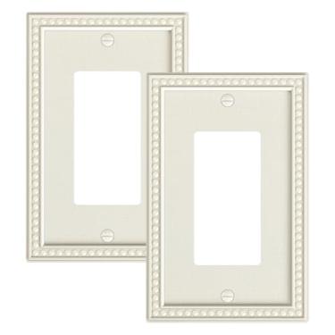 Imagem de TREEWELL Pacote com 2 placas decorativas de cobertura de tomada, placas decorativas para interruptores e tampas de tomada, policarbonato inquebrável durável, placas de parede de amêndoa clara para
