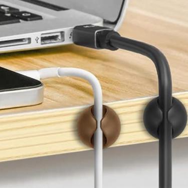 Imagem de Clipes de cabo organizador de cabos adesivos para mesa, parede, carro, gerenciamento de fios, conjunto de clipes para carregamento de fones de ouvido USB