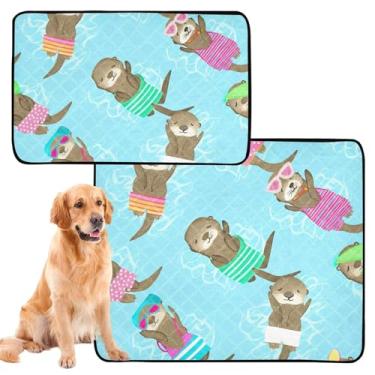 Imagem de Almofadas laváveis para animais de estimação, lontras, coloridas, roupa de banho, tapetes reutilizáveis para animais de estimação, tapete absorvente de parto, impermeável, tapete de cercadinho para