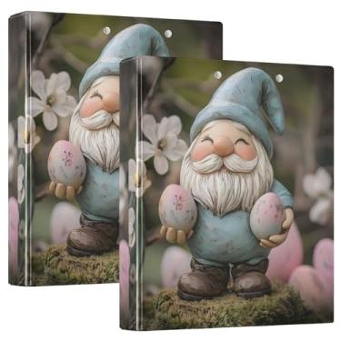 Imagem de Gnomo de jardim flores azuis 3 anéis fichários 1,5 polegada comporta 200 folhas fofas pastas de caderno floral anel redondo fichário de escritório, 31,5 x 27 x 6 cm, 1 pacote