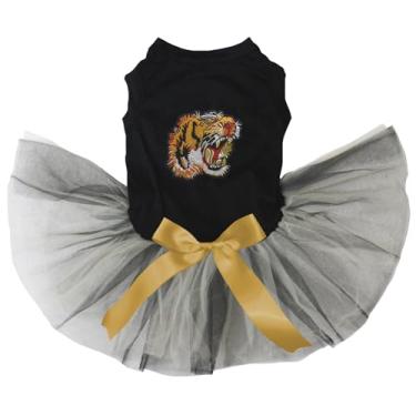 Imagem de Petitebella Vestido de cachorro com cabeça de tigre (preto/dourado e preto, 2GG)