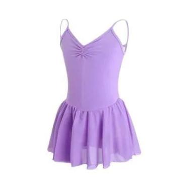 Imagem de Vestido de balé com saia para meninas, collant ginástico, trajes de da