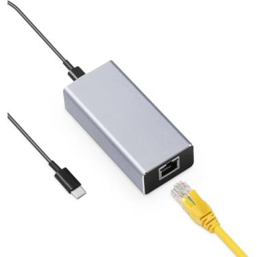 Imagem de Adaptador de rede Gigabit PoE, conversor IEEE802.3af/at PoE para TipoC, saída USB C 5V/3A ou 9V/2,22A Auto-adaptável com Ethernet, 10/100/1000Mbps, rede com fio e carregamento PD para smartphone