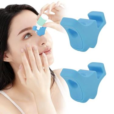 Imagem de Dispensador de colírio de 2 peças, silicone reutilizável, fácil colocação com uma mão, dispensador de auxílio guia de frasco de colírio para idosos e adultos com aplicação precisa, serve na maioria
