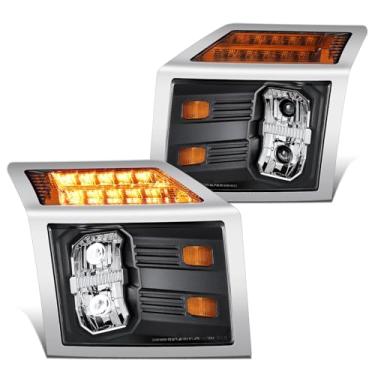 Imagem de DNA MOTORING Par de faróis de barra de luz LED compatíveis com Mack Anthem 2018-2025, 2334529, 23334530, caixa preta/refletor âmbar, HL-HAY-067-BK