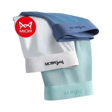 Imagem de Cuecas Boxer Masculinas De Seda Gelada Com Grafeno Antibacteriano, 3 P