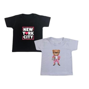 Imagem de Blusa Infantil Menina Kit 2 T-shirt Oferta Tendência Bloguer - CAMARIM