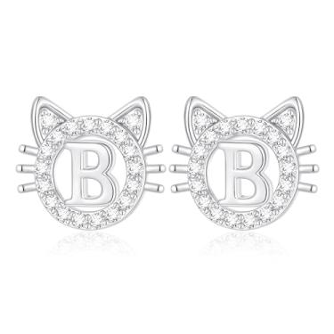 Imagem de Fezodo Presentes de Natal para netos, meninas adolescentes, hipoalergênicos, banhado a ouro/prata 18 K, brinco inicial para meninas adolescentes, presente moderno e fofo de aniversário para mulheres e