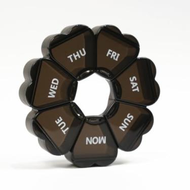 Imagem de Lindo recipiente de vitaminas para viagens – Caixa de comprimidos circular divertida, organizador semanal de 7 dias, estojo de comprimidos de coração, organizador de comprimidos portátil de