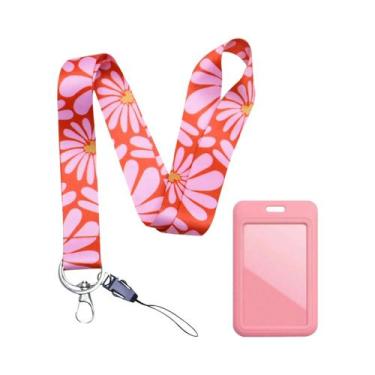 Imagem de Cordão Rosa Flor Margarida Para Crachá, Chaveiro, Alça De Celular, Ace