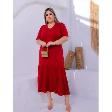 Imagem de Vestido MIDI Plus Size Três Marias Petra Moda Evangélica Feminina, Vin