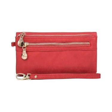 Imagem de Carteira Longa Retro Feminina De Grande Capacidade Com Dobragem Dupla,