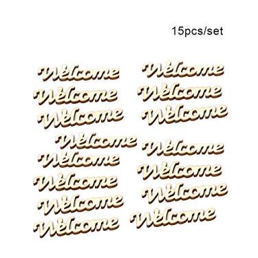 Imagem de 15 peças conjunto Sinal de Mesa Madeira BEM-VINDO no Estilo Vintage Rústico Ornamentos Placa Decoração para DIY Casamento e Festa Cartões Recepção Ind