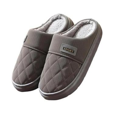Imagem de Chinelos De Algodão Masculinos Para Inverno Antiderrapantes Quentes E 