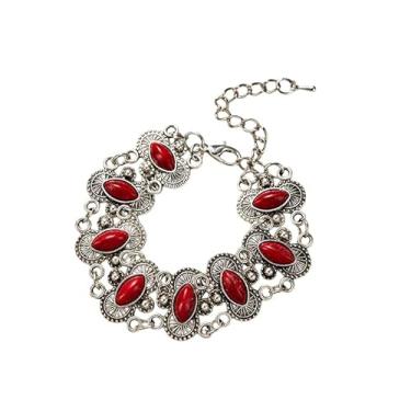Imagem de MMIUAEG Pulseira feminina turquesa natural boêmia vintage caubói caubói estética feminina moda ocidental acessórios étnicos joias, One Size, Liga de aço, Sem Pedra Preciosa