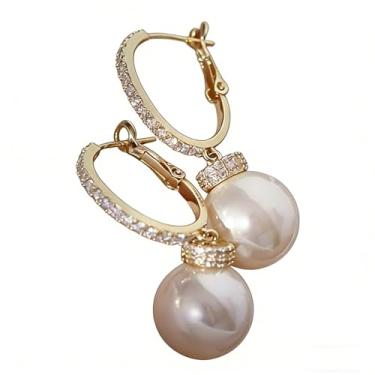 Imagem de Brincos de pérola de zircônia cúbica banhados a ouro para mulheres, uso diário, festas noturnas, brinco leve para presente de joias