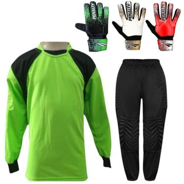 Imagem de Kit de Goleiro Infantil Camisa + Calça Acolchoada + Luva Penalty-Unissex