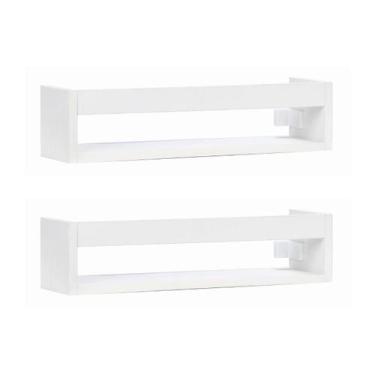 Imagem de Kit 2 Prateleiras 50x13 MDF MARITIMO Branco Modelo Ideal Para Potes De