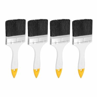 Imagem de HARFINGTON 4 pincéis de pintura planos de 7 cm com alça de PP branco/amarelo para decoração de móveis, armário e porta de parede