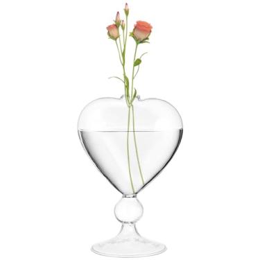 Imagem de Vaso em forma de coração, vaso de flores hidropônico, elegante, transparente, vidro, plantador, dia dos namorados, dia das mães, aniversário