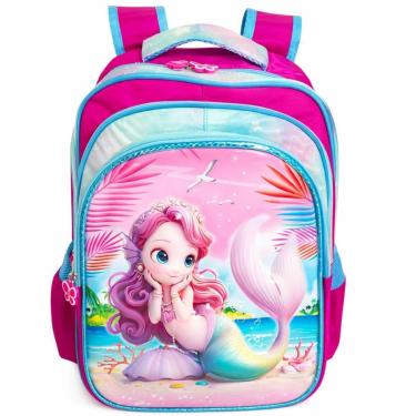 Imagem de Mochila Escolar Infantil Criança Alto Relevo Grande 3D-Feminino