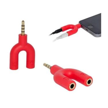 Imagem de Adaptador Cabo Y Áudio P3 Macho para 2 Saídas P2 Fêmea (Fone e Microfone) – Vermelho – Conecte Headset de PC no seu controle de videogame, Celular e Notebook – Splitter 3.5mm