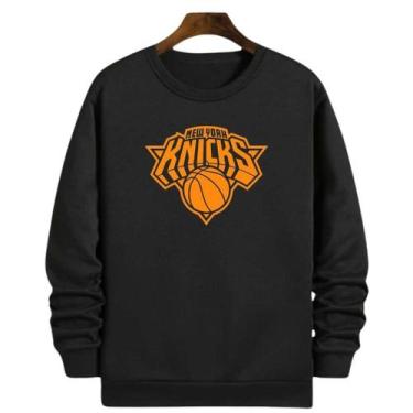 Imagem de Blusa Moletom Gola Basquete New York Knickss Basketball, Preto, G, Uni