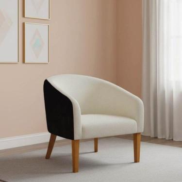 Imagem de Poltrona Decorativa Stella Pé Madeira Trapézio Sintético PU Preto Bouc