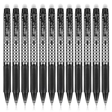 Imagem de M&G Canetas apagáveis, 12 peças de canetas de gel apagáveis de tinta preta de 0,7 mm de ponta média para escola, diário e escritório, palavras cruzadas