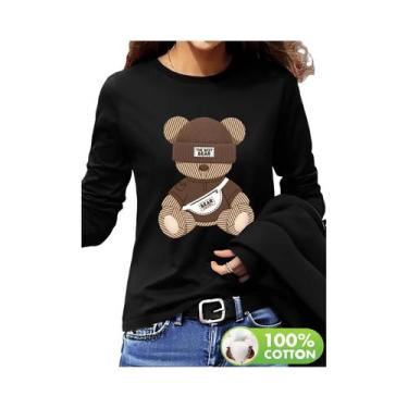 Imagem de Camiseta Feminina Solta E Confortável De Algodão Com Estampa Gráfica D