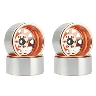 Imagem de MYHWDRNU Peças de carro RC compatíveis com Axial para SCX10 90046 para Traxxas para TRX4 1/10 RC Crawler Car 4pcs Deep Dish Wagon 1.9 Metal Beadlock Roda Hub Jante (latão)