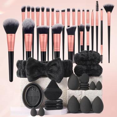 Imagem de Pincéis de maquiagem, kit de maquiagem multifuncional com 45 pincéis de maquiagem, conjunto de pincéis de maquiagem (conjunto de 45 peças)