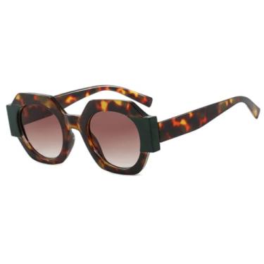 Imagem de VFDHN Óculos de Sol Feminino Fashion Polygon Bicolor Vintage Laranja Degradê UV400 Masculino Punk (13160-C3)