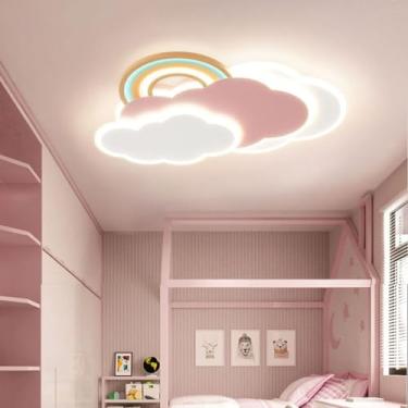 Imagem de Luminária de teto LED Caiyun, design infantil, com intensidade regulável, em metal, com controle remoto, luzes rosa de desenho animado para sala de estar, quarto, escritório e jardim de infâ