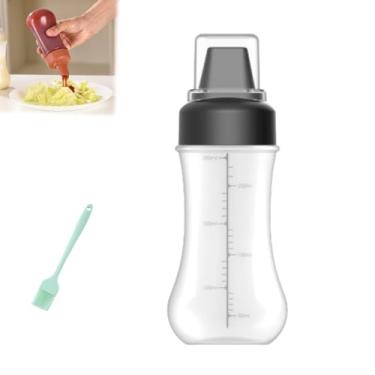 Imagem de Frasco spray de espremer condimento de 5 furos, dispensador de molho de 335 g com etiquetas removíveis e tampa contra poeira, frasco de esguicho de precisão transparente para azeite, molho de salada