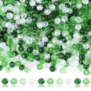 Imagem de ZHIYUXI 400 peças de contas verdes do dia de São Patrício contas de vidro de cristal para fabricação de joias 6 mm contas Rondelle sortidas contas a granel para pulseiras, artes e artesanato brincos
