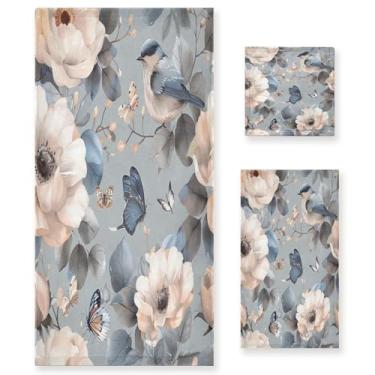 Imagem de xigua Conjunto de toalhas de banheiro de pássaros aquarela absorvente macio toalha de banho de 3 peças toalha de mão toalhas decorativas para banheiro, academia, hotel, praia, piscina